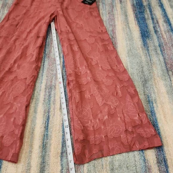 Lulus Womens Rose Floral Chiffon Jumpsuit Sleeveless Burnout Pink Small Size - Picture 5 of 10